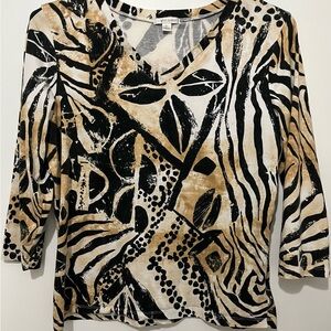 EUC Erin London Stylish Black and Tan Women's Top - XL